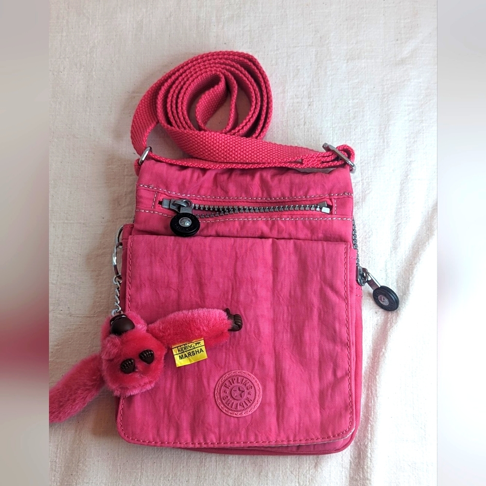 Kipling El Dorado Crossbody Mini Shoulder Bag Nylon Bright Pink